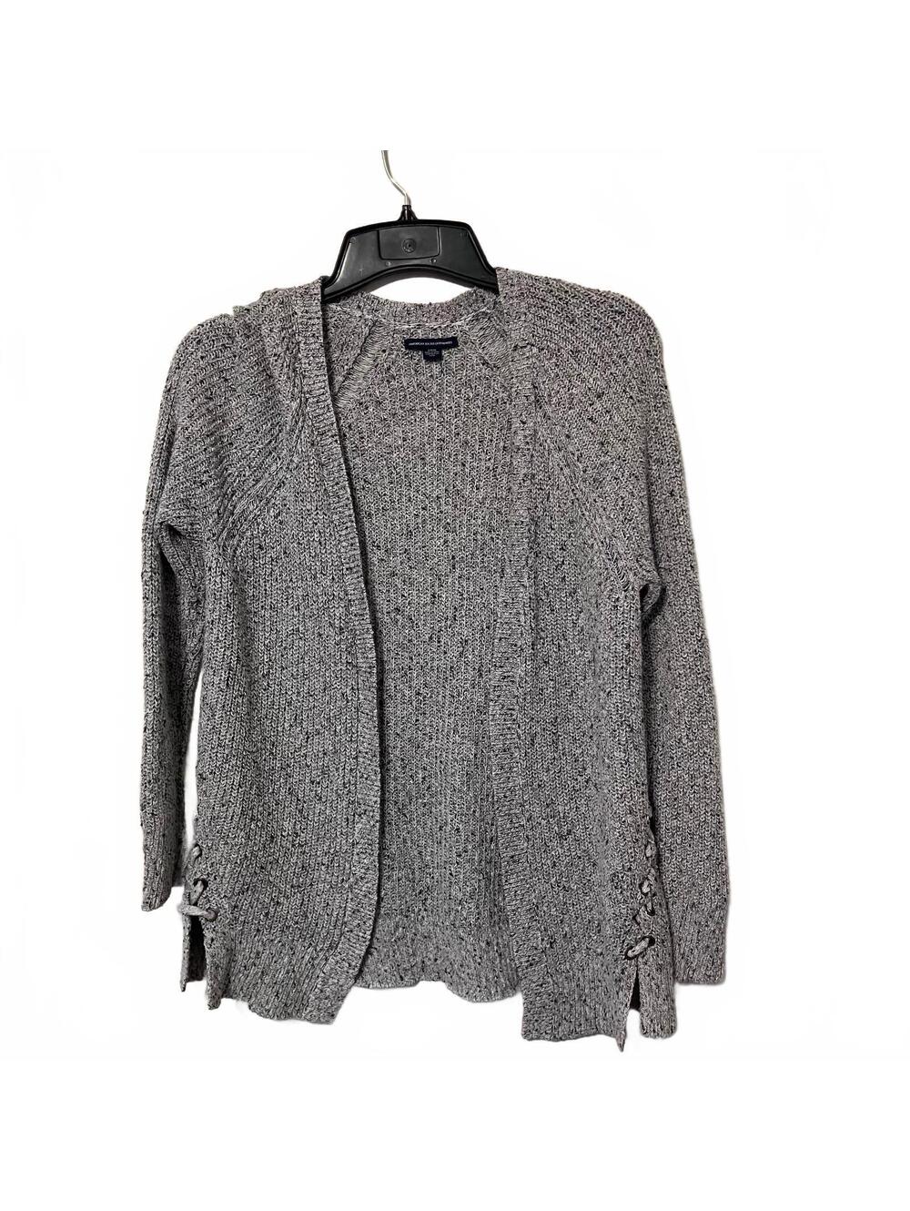American Eagle Women's Cozy Casual Soft Boho Gray Knit Cardigan Sweater Small